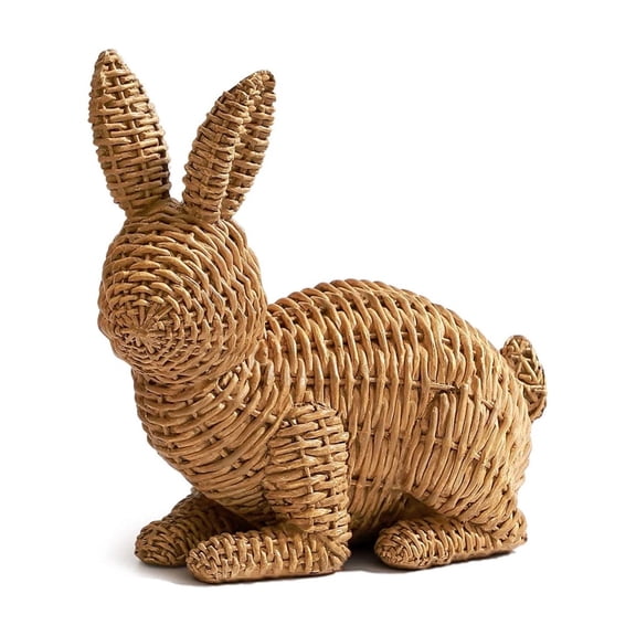 2 Pcs Easter Rabbit Decor, Easter Rattan Bunny Resin Ornaments for Home Courtyard Tabletop to Enhance The Easter Atmosphere