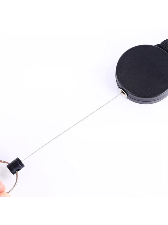 2-Pack Retractable Keychain Holder Clips with Stretchable Wire Rope and Plastic for Easy Pulling