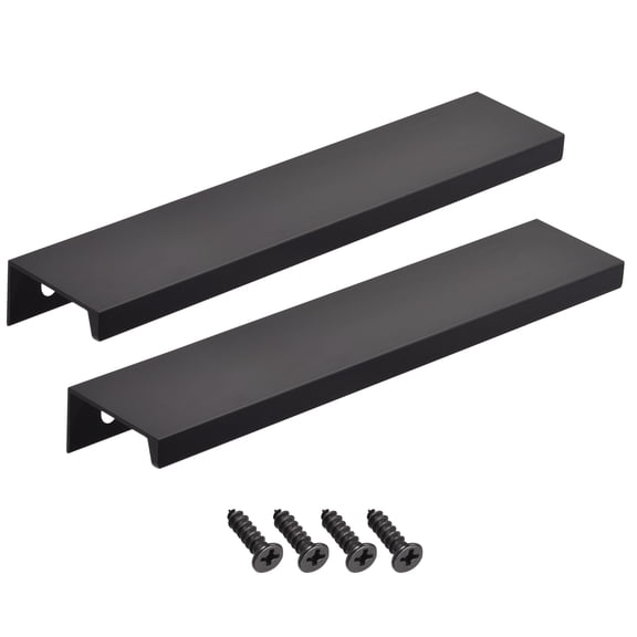 2 Pcs Edge Pull Handle 150mm x 32mm Aluminum Alloy Cabinet Drawer Pull Black