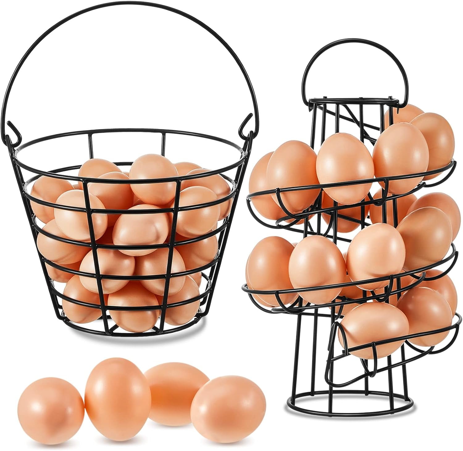 XD-2 Pcs Egg Basket Storage, Spiral Fresh Egg Collecting Holder ...