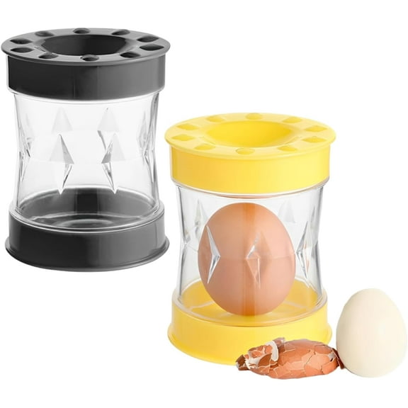 2 Pcs Egg Peeler for Hard Boiled Eggs, Boiled Egg Peeler, Quickly Remove The Shell,Easy to Clean,Convenient Kitchen Tool for Breakfast and Party Food Preparation (Yellow, Black)