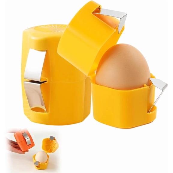 2 Pcs Egg Shell Opener, 2026 Upgraded Egg Opener for Hard Boiled Eggs, Egg Peeler Separator for Raw Eggs Cracker Tool Cutter Kitchen Gadgets (Yellow)