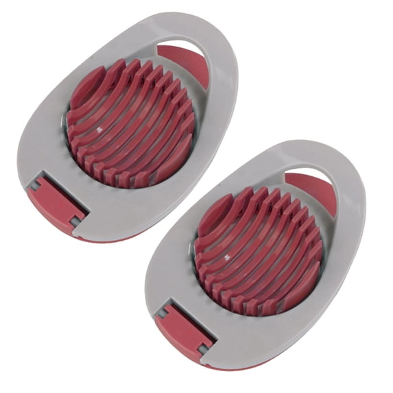 2 Pcs Egg Slicer for Hard Boiled Eggs Multi-functional Hard Boiled Egg Wedger Strawberry Cutter Egg Cutter with Stainless Steel Wire Heavy Duty Cutter Dicer, 4.72x3.34x1.29 Inch, Red