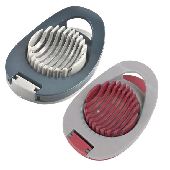 2 Pcs Egg Slicer Multi-Functional Boiled Egg Cutter Premium Wire Egg Slicing Tool with Reinforced Hinges and Stable Base for Smooth Symmetrical Cuts Ideal for Home Kitchens, White + Red