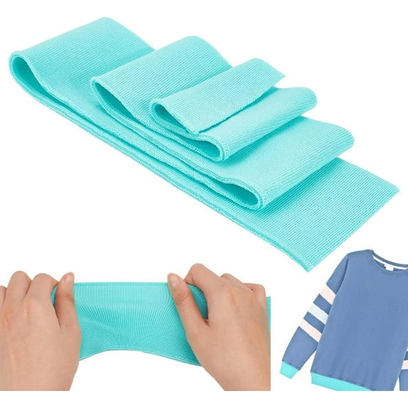 2 Pcs Elasticated Cuffs Stretch Knit Threaded Hem Cuff Fabric Sleeve Cuffs Polyester Ribbing Fabric for Cuffs Waistbands Neckline Collar Trim Knitted Hem Quilting Cloth Dark Turquoise colorful