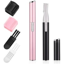 2 Pcs Electric Eyebrow Trimmer Women Precision Face Razors Mini Shaver with Comb Christmas Women Gift Battery Operated Personal Epilator for Face Neck Fuzz Lips Leg(Pink, Black)