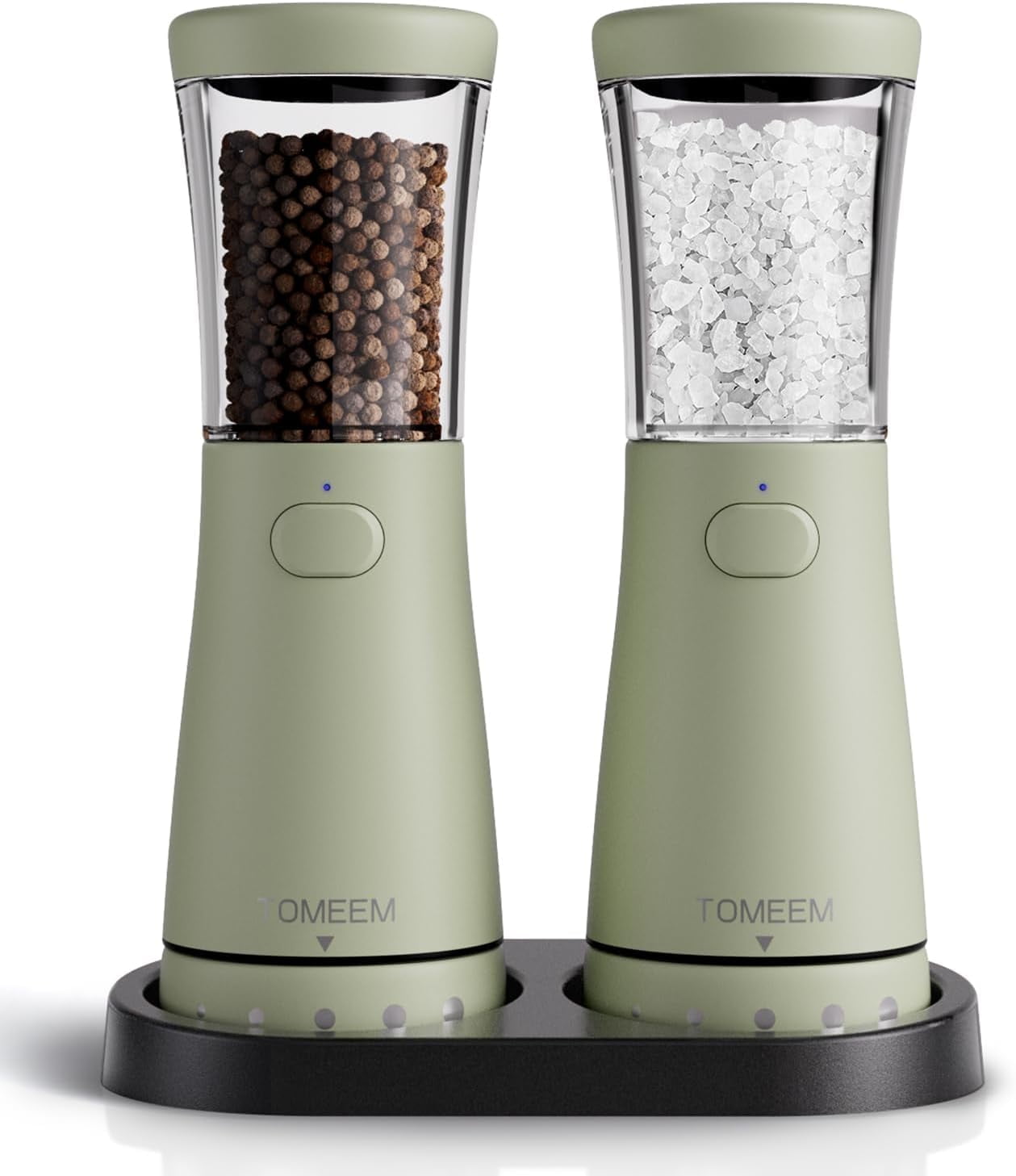 2 Pcs Electric Salt and Pepper Grinder Set TOMEEM Coarseness Grinders ...