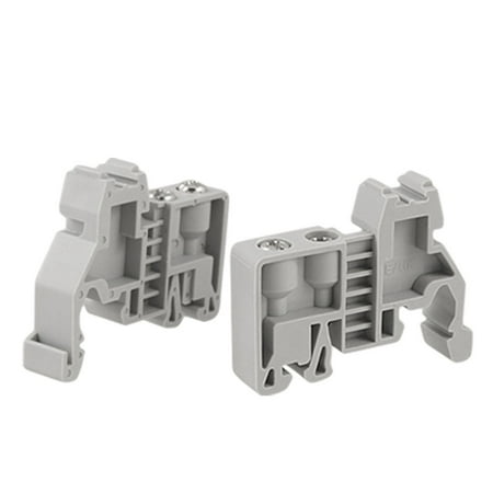 2 Pcs Electrical Terminal Block End Clamps Fixer Gray