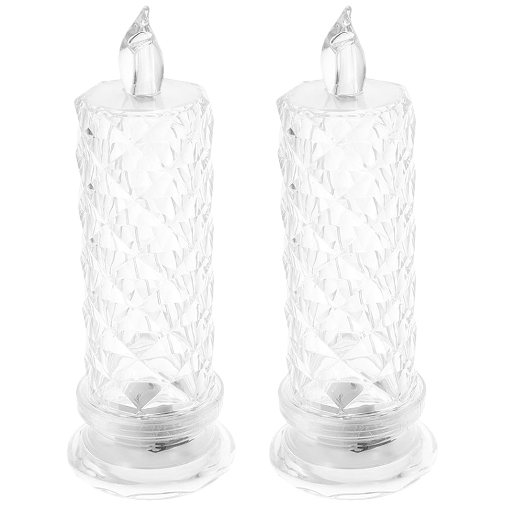 2 Pcs Electronic Candle Light Festival Lights Electric Candles Battery