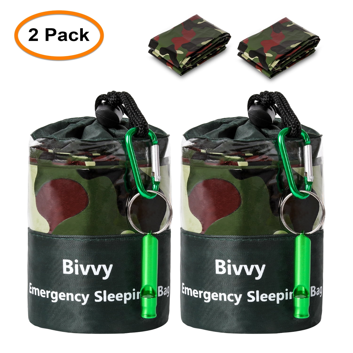 2 Pcs Emergency Blanket Sleeping Bags for Survical Waterproof