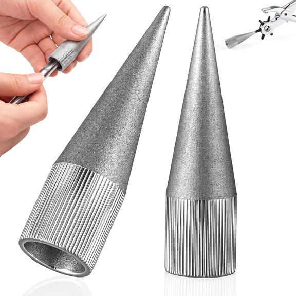 2 Pcs Emery Round Hole Punch Edge Sharpener 2-16mm Handmade DIY Leather Manual Punch Polishing Grinder Tool for DIY Leather Crafts
