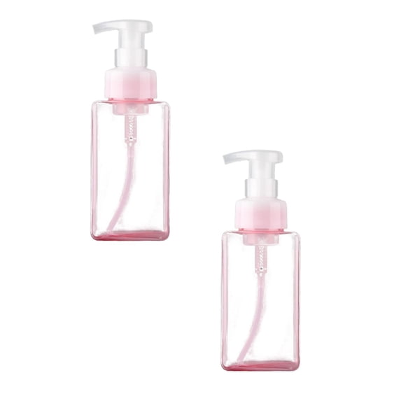 2 Pcs Empty Plastic Pump Bottle Foaming Soap Dispenser Refillable Pump Bottle Plastic Modern Square Pump Bottle Empty Soap Dispenser for Liquid Soap Shampoo Body Wash, 450ml (15oz), Clear C