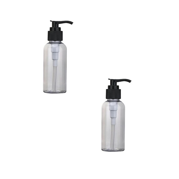 2 Pcs Empty Plastic Pump Bottles Dispenser 100ml Portable Clear BPA-Free Cylinder Shampoo Lotion Hand Pump Bottle Durable Refillable Containers, Small