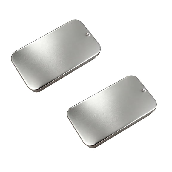 2 Pcs Empty Slide Top Tin Containers Metal Tin Box Containers Rectangular Empty Hinged Tins Box Containers for Candies Jewelry Crafts Pills Survival Kit, 2.36x1.33x0.43 Inch, Silver