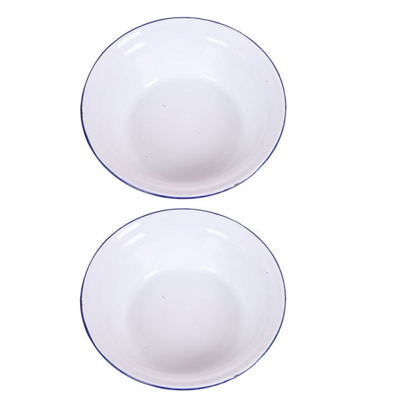 2 Pcs Enamel Dish Enameled Storage Basin Wedding Dinner Plates Containers with Lids Shallow Bowls