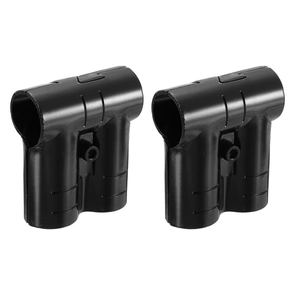 2 Pcs End Rail Clamps, 1-1/8" T-shape Pipe Clamp Structural Pipe Connectors Corner Pipe Fittings Chain Link Clamps with Screws for DIY Shelf Garden Support, Black