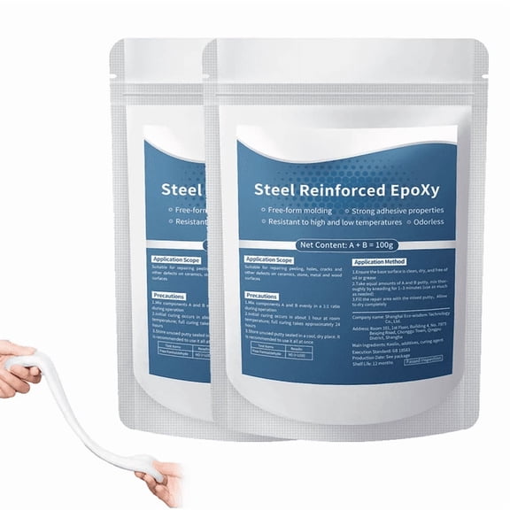 2 Pcs Epoxy Putty, 3 Part Epoxy Clay for Metal, Wood, Tile, Ceramic and Stone Repair, White AB Repair Putty for Filling Holes, Cracks, Chips and Surface Repairs