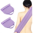 thumbnail image 1 of 2 Pcs Exfoliating Back Scrubber with Handles,Nylon Back Washcloth Back Scrubber Extended Length Back Washers Stretchable Washcloth Pull Strap Shower Exfoliator for Body Cleans Skin Massages,Purple, 1 of 9