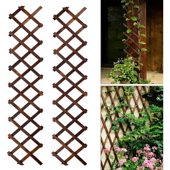 2 Pcs Expandable Garden Trellis, 13" x 68" Thickened Wooden Lattice Trellis for Climbing Plants Outdoor Ivy Vine Rose Clematis for Garden Fence Wall Patio Room Decor (2)