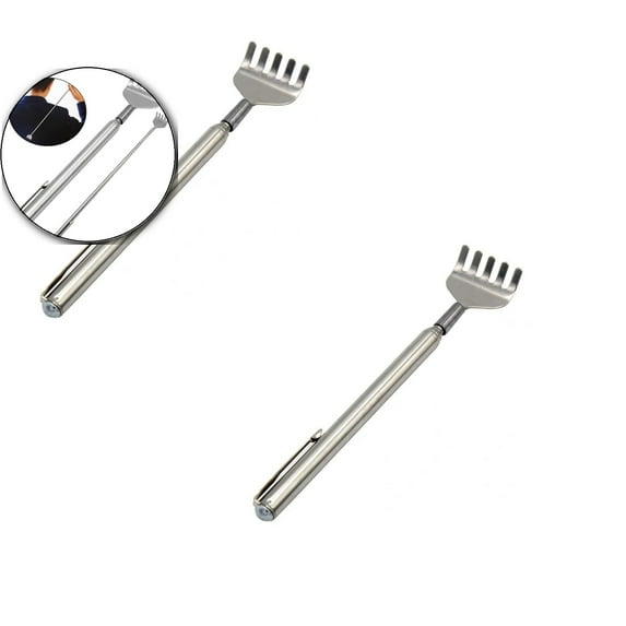 2 Pcs Extendable Pen-Shaped Back Scratcher, Telescoping Stainless Steel Tickle Tool, Portable Itch Reliever for Personal Use