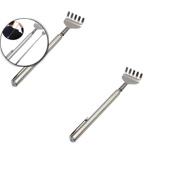 2 Pcs Extendable Pen-Shaped Back Scratcher, Telescoping Stainless Steel Tickle Tool, Portable Itch Reliever for Personal Use