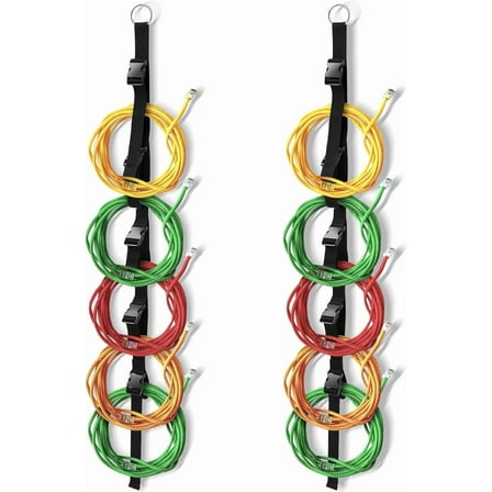 2 Pcs Extension Cord Organizers and Storage Garage Extension Cord Holder with 5 Slots Organizer Black Cord Organizer Straps for Vertical Space Cable Hose Rope String Lights