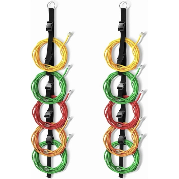 2 Pcs Extension Cord Organizers and Storage Garage Extension Cord Holder with 5 Slots Organizer Black Cord Organizer Straps for Vertical Space Cable Hose Rope String Lights