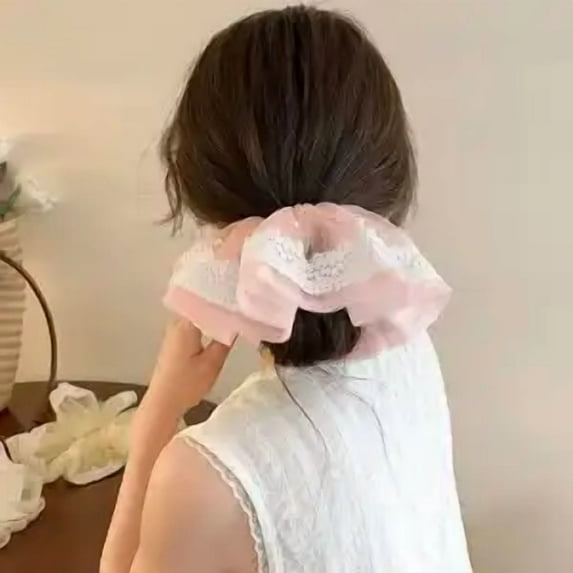 2 Pcs Extra Large Scrunchies for Women Large Pearl Scrunchie Satin Oversized Silk Thick Elastic Hair Ties Jumbo Hair Scrunchies for Buns, Sleep & Ponytail