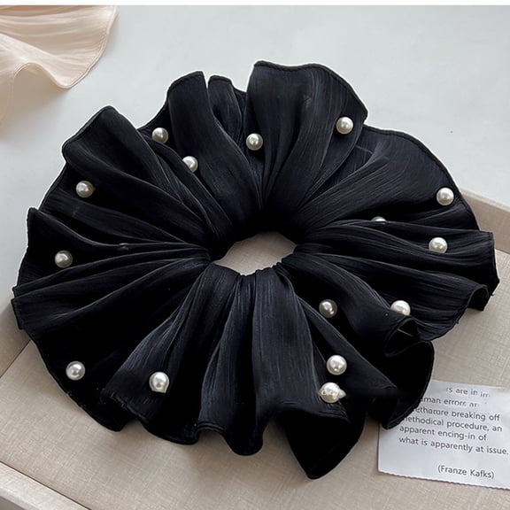 2 Pcs Extra Large Scrunchies for Women Large Pearl Scrunchie Satin Oversized Silk Thick Elastic Hair Ties Jumbo Hair Scrunchies for Buns, Sleep & Ponytail