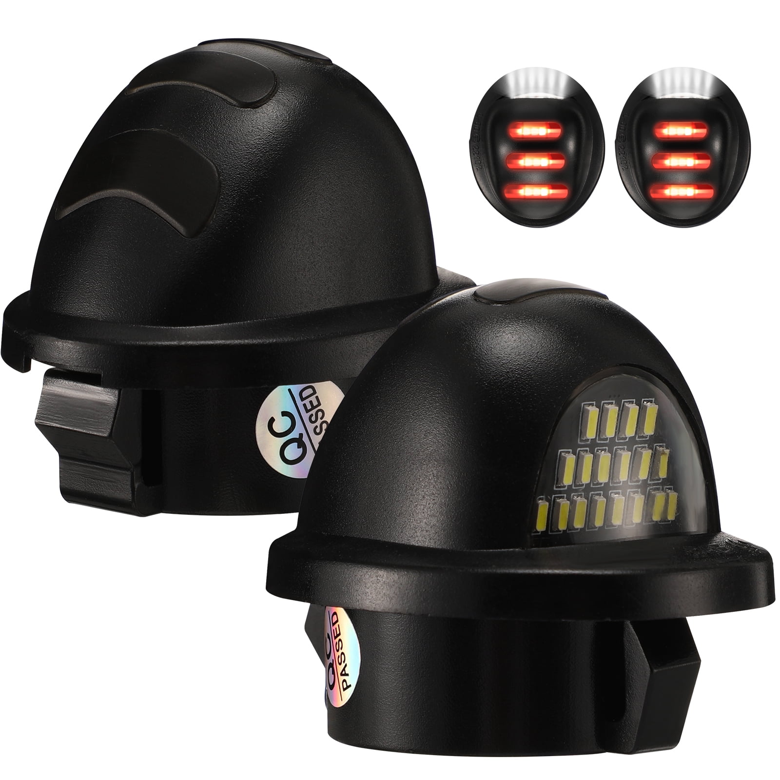2 Pcs F350 License Plate Light with Red LED Bulb Bulbs Tag Lights