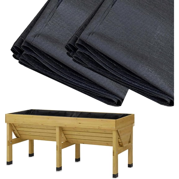 2 Pcs Fabric Liner for Large Veg Trough Planters Outdoor Raised Bed Liners Heavy Duty Non-Woven Black Vegetable Trug Herb Vegtrug Planter Liner (Large, 160cm x 290cm)