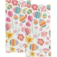 thumbnail image 1 of 2 Pcs Face Bath Towels Set Easter Eggs and Flowers Washcloths for Bathroom Hotel Kitchen, 30"x15", Absorbent Soft Hand Fingertip Towels, 1 of 6