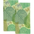 thumbnail image 1 of 2 Pcs Face Bath Towels Set Spring Leaf with Butterflies Washcloths for Bathroom Hotel Kitchen, 30"x15", Absorbent Soft Hand Fingertip Towels, 1 of 6