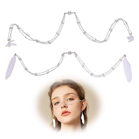 2 Pcs Face Chain Alloy Face Jewelry Platinum Metal Chain Face Accessories Iron Face Cable Chain for Parties Face Decoration