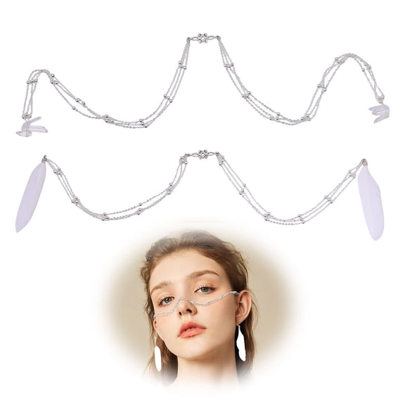 2 Pcs Face Chain Alloy Face Jewelry Platinum Metal Chain Face Accessories Iron Face Cable Chain for Parties Face Decoration