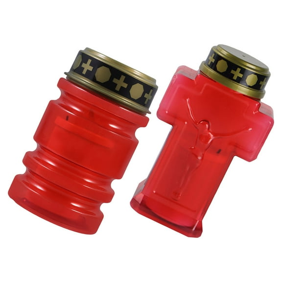 2 Pcs Fake Candle Floor Lamps Outdoor Lights Cross Jesus Cemetery