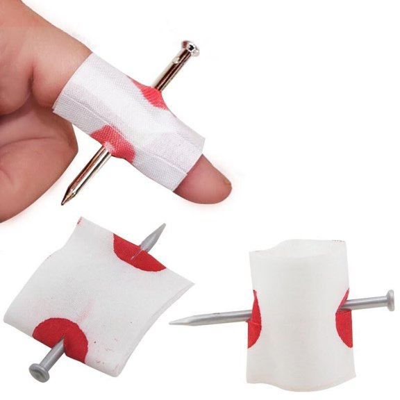 2 Pcs Fake Nail Through Finger Prank Prop, Halloween April Fool Magic Trick