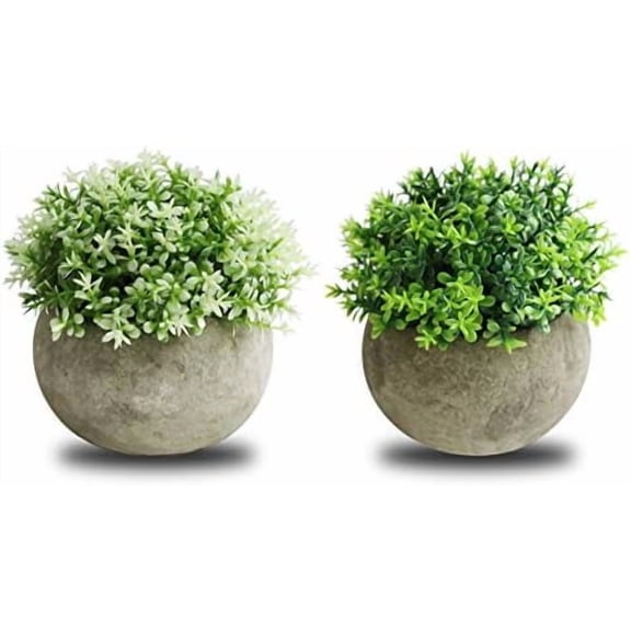 2 Pcs Fake Plants for Bathroom/Home Office Decor, Small Artificial Faux Greenery for House Decorations (Potted Plants)$$Home Decor, Kitchen, & Other