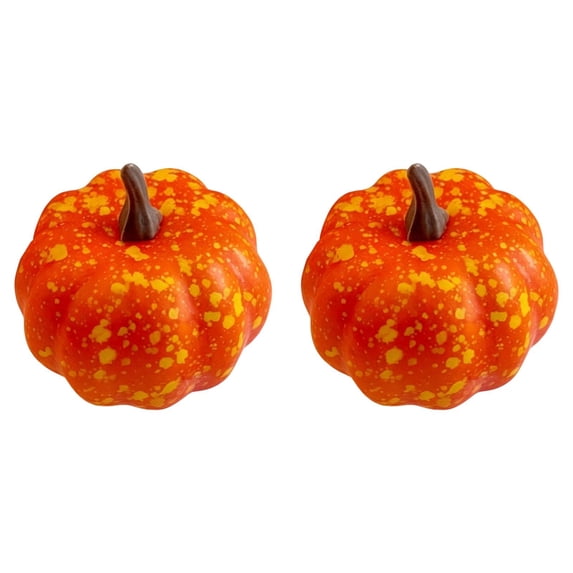 2 Pcs Fall Artificial Mini Pumpkins Harvest Cute Simulation Small Pumpkins Fake Pumpkin Faux Small Pumpkin for Halloween Thanksgiving Office Home Kitchen Garden Decor, 2.36x1.57 Inch, Red