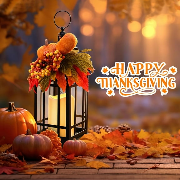 2 Pcs Fall Decorations for Home Rustic Metal Decorative Lantern 14 Inch Thanksgiving Flameless Candle Holder Table Centerpieces with LED Lights for Autumn Harvest  Porch(Farmhouse)