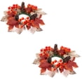 thumbnail image 1 of 2 Pcs Fall Maple Leaves Candle Rings Wreath, Decorative Taper & Pillar Candle Ring Wreath, Fall Candle Rings Wreaths for Farmhouse Home Table Centerpieces Decor, 1 of 5