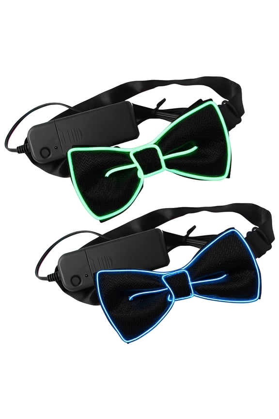 2 Pcs Fashionable Light Up Bow Tie Creative Glowing Bow Tie Versatile Neon Accessories for Men Women Party Prom Show Holiday