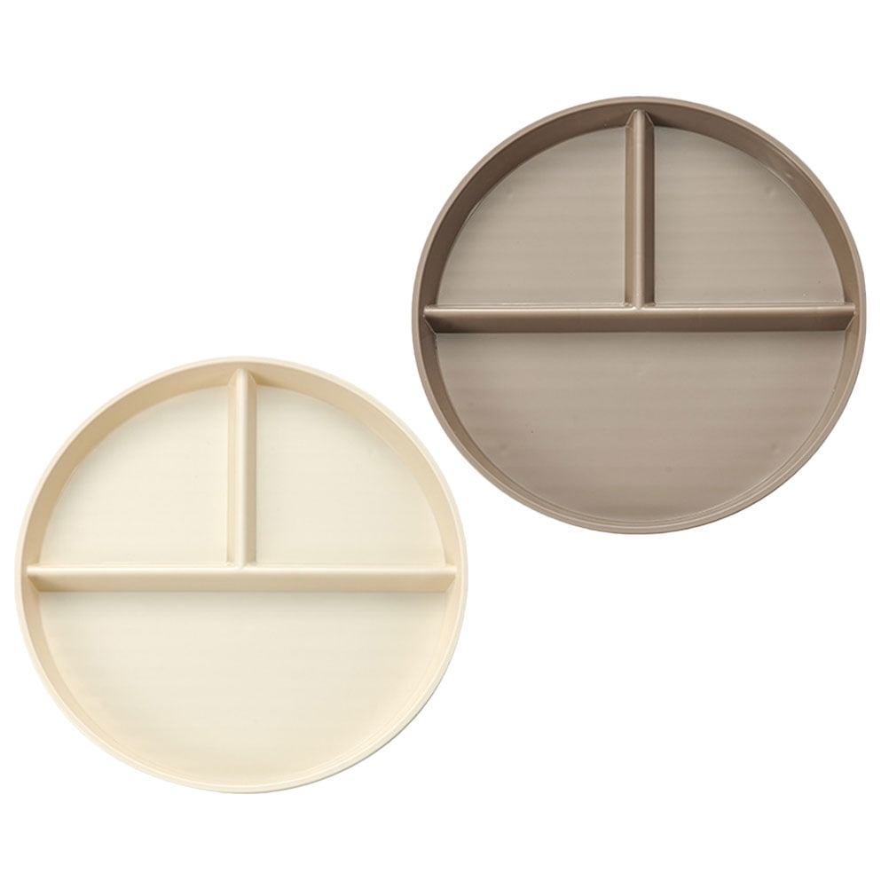 2 Pcs Fatreduced Dinner Plate Plates with Dividers Compartment Tray