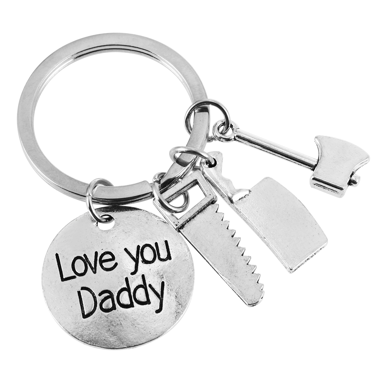 2 Pcs Father's Day Key Chain English Letter Decoration Hanging Key