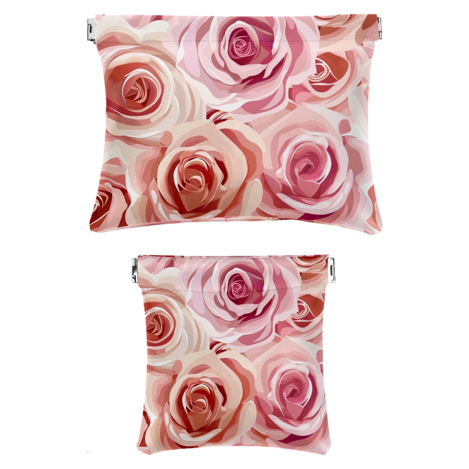 2 Pcs Faux Leather Makeup Bag Set, Small Pouches for Purse, Mini Makeup