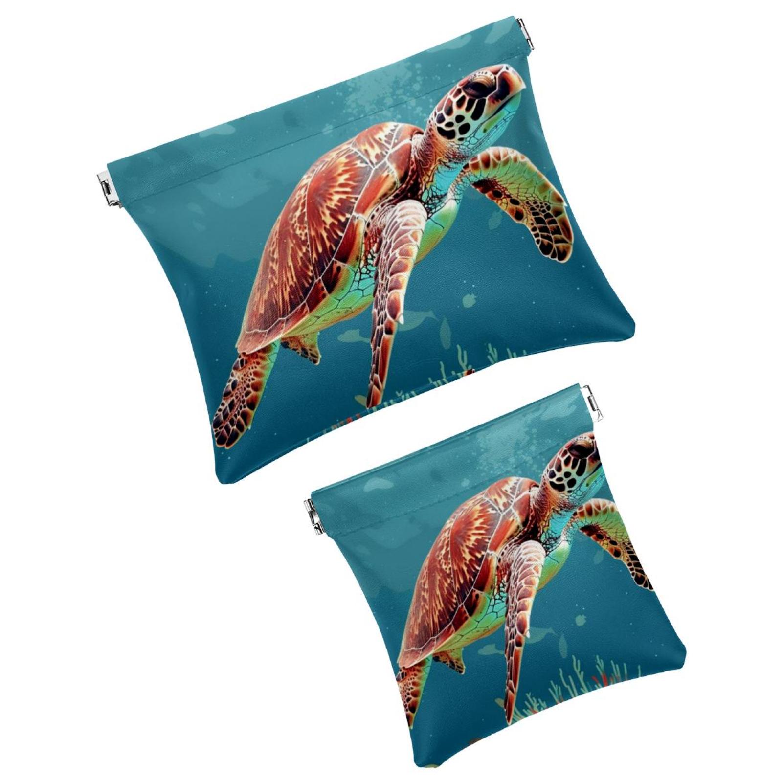 2 Pcs Faux Leather Pocket Cosmetic Bag, Small Makeup Pouch for Purse