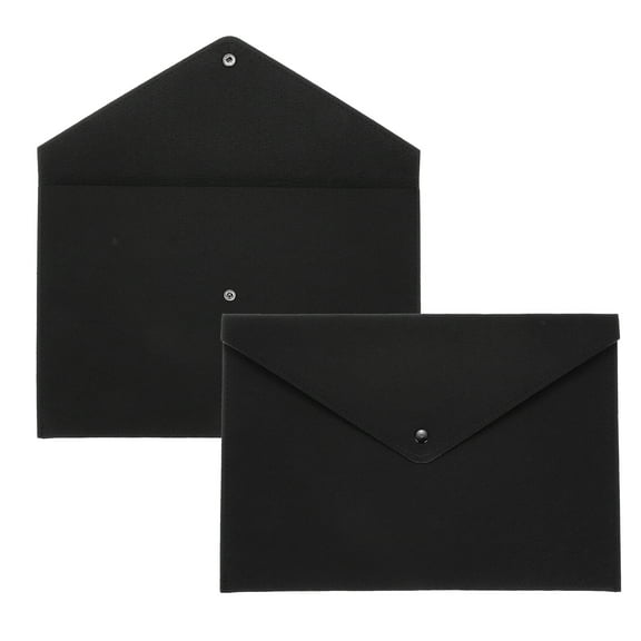 2 Pcs Felt File Folders, A4 Envelope Folder File Document Storage Bag with Button Closure(Black)