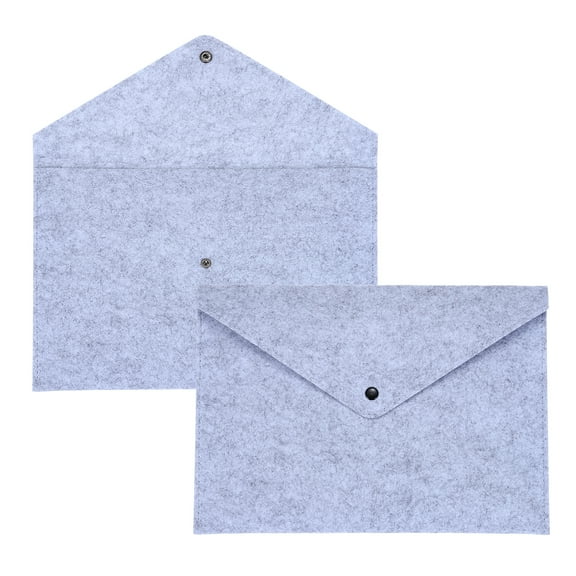 2 Pcs Felt File Folders, A4 Envelope Folder File Document Storage Bag with Button Closure(Light Grey)