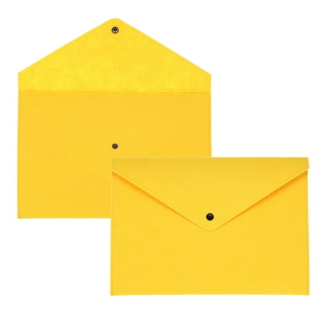 2 Pcs Felt File Folders, A4 Envelope Folder File Document Storage Bag with Button Closure(Yellow)
