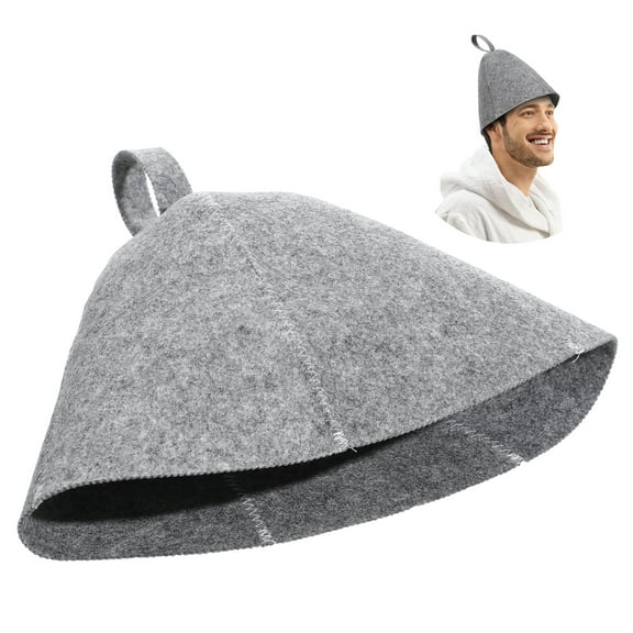 2Pcs Felt Sauna Steam Hats Caps - Thickened Thermal Banya Hair Protector for Men Women Shower Spa Sessions Grey Sauna Accessories